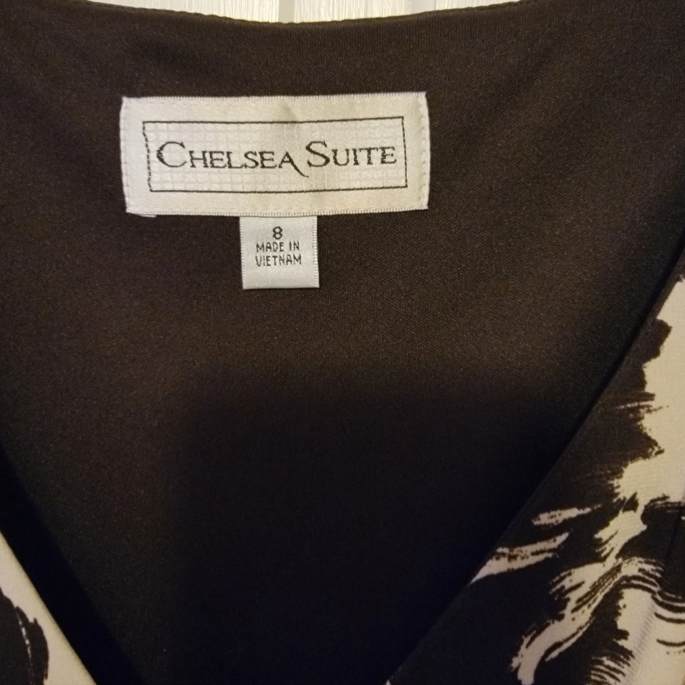 Chelsea Suite Brown & Cream Floral V-Neck Maxi with Waist Buckle Size 8 EUC - Picture 3 of 6